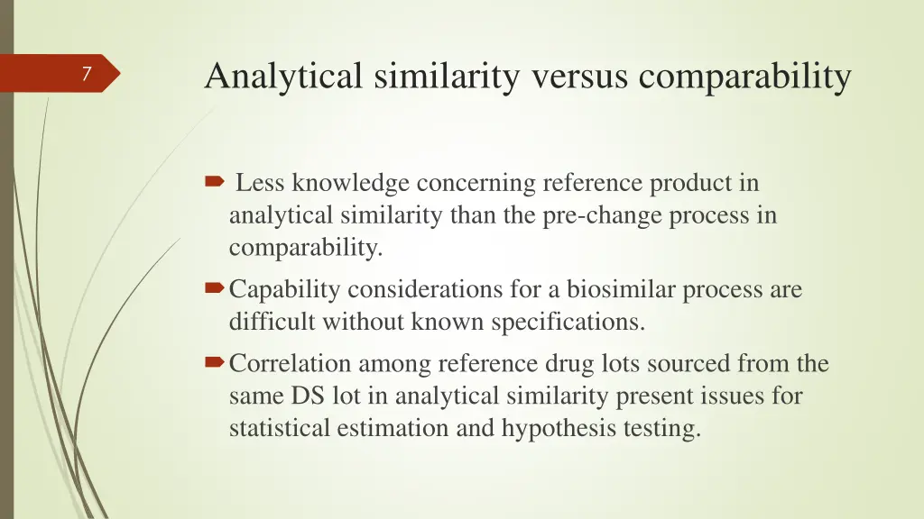 analytical similarity versus comparability