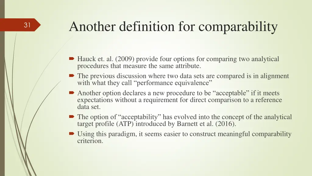 another definition for comparability