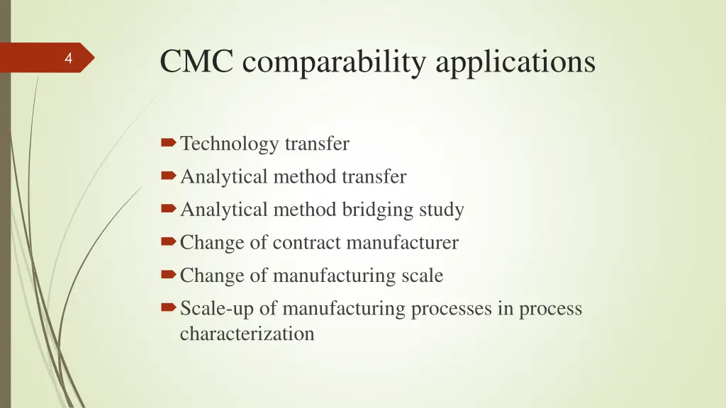 cmc comparability applications