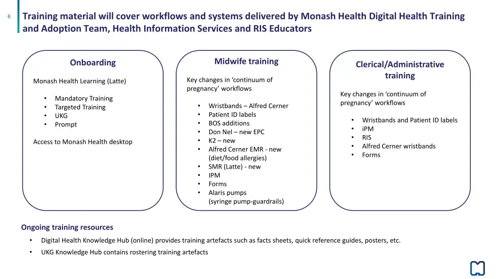 training material will cover workflows