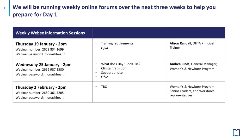 we will be running weekly online forums over