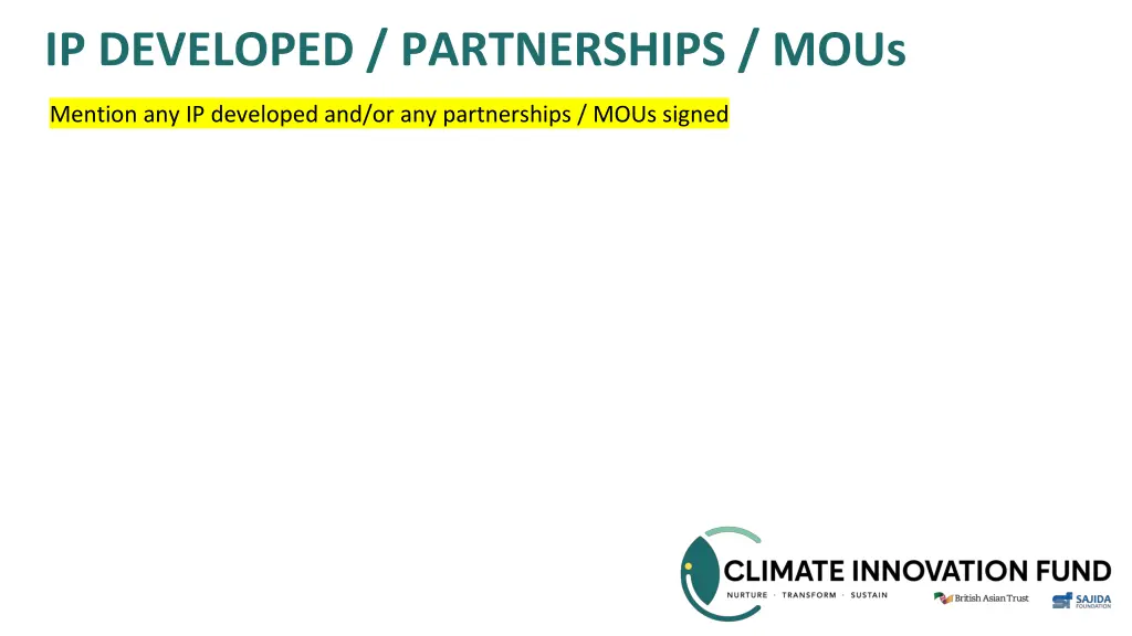 ip developed partnerships mous