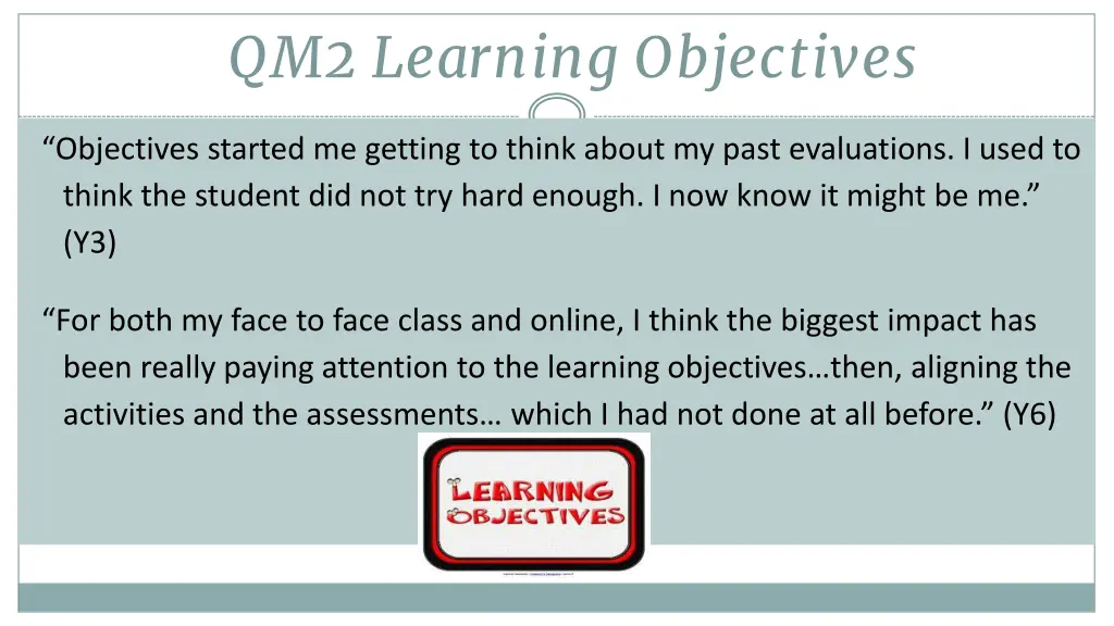 qm2 learning objectives