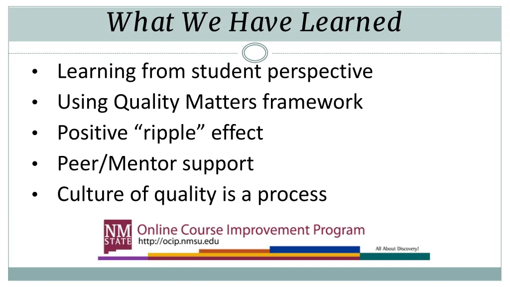what we have learned