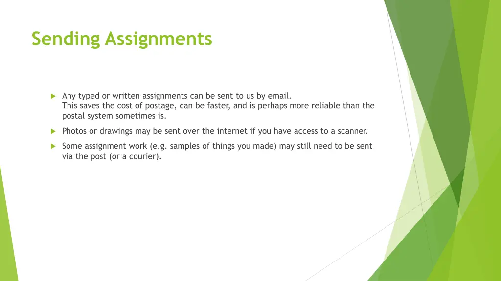 sending assignments