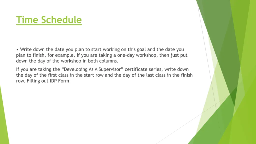 time schedule