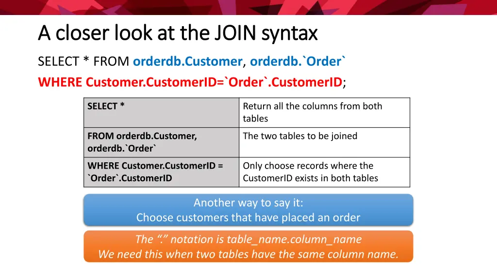 a closer look at the join syntax a closer look