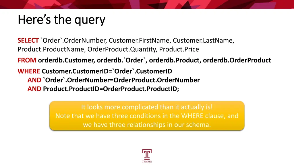 here s the query here s the query
