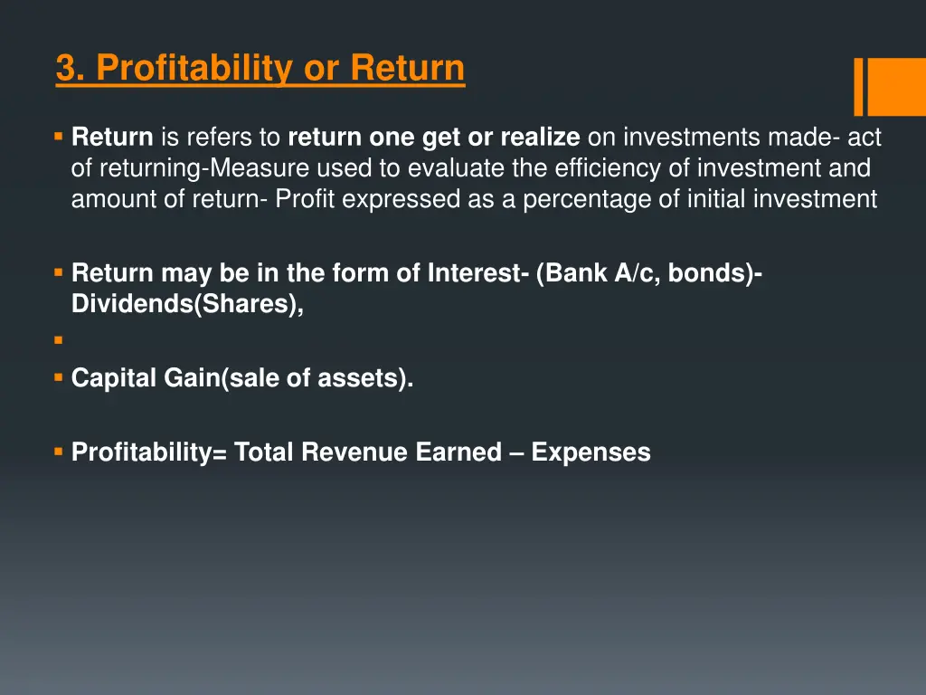 3 profitability or return