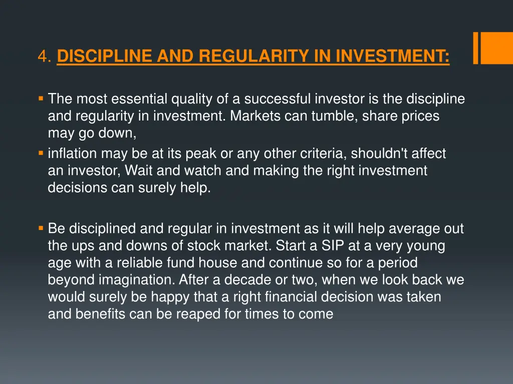 4 discipline and regularity in investment