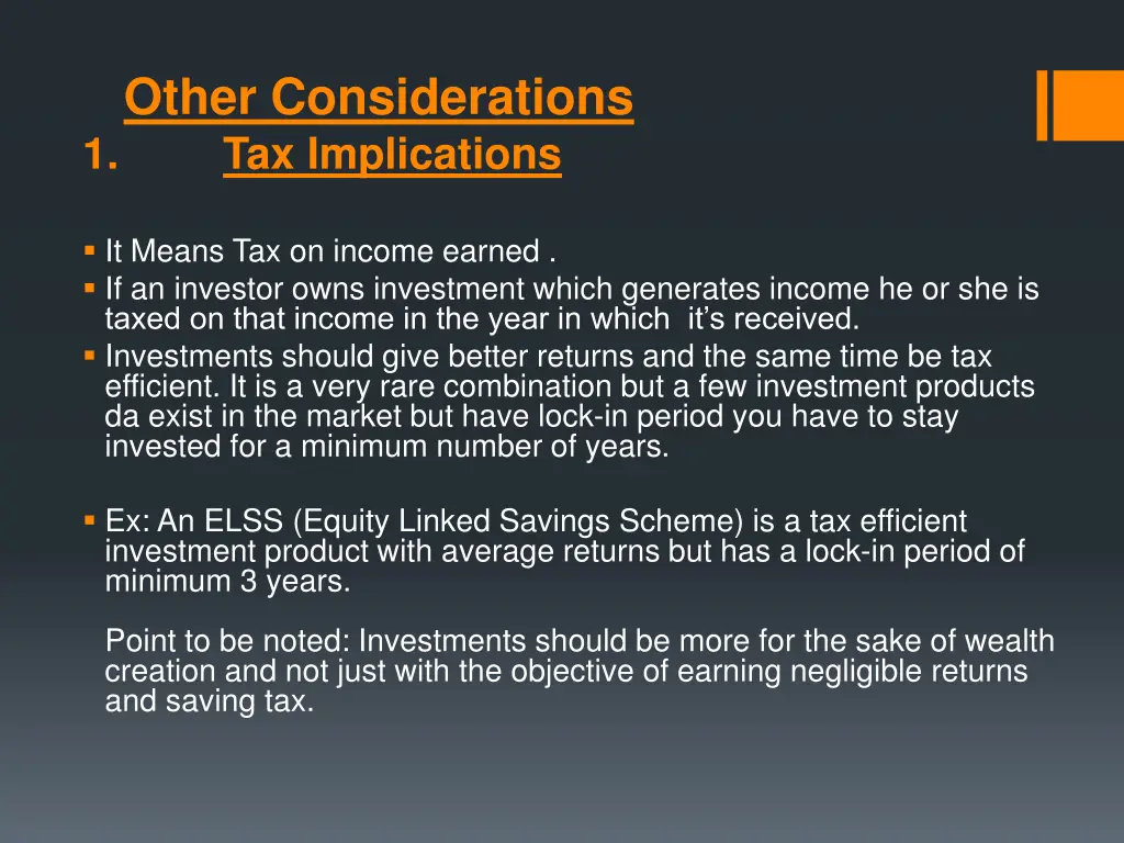 other considerations tax implications