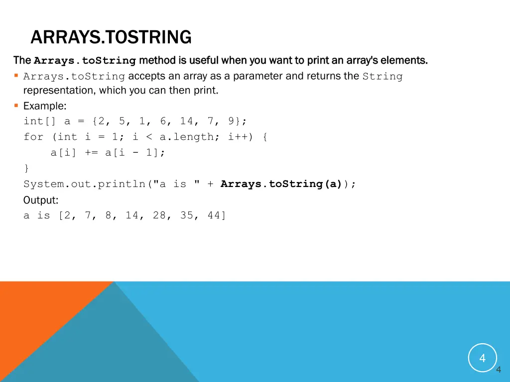 arrays tostring