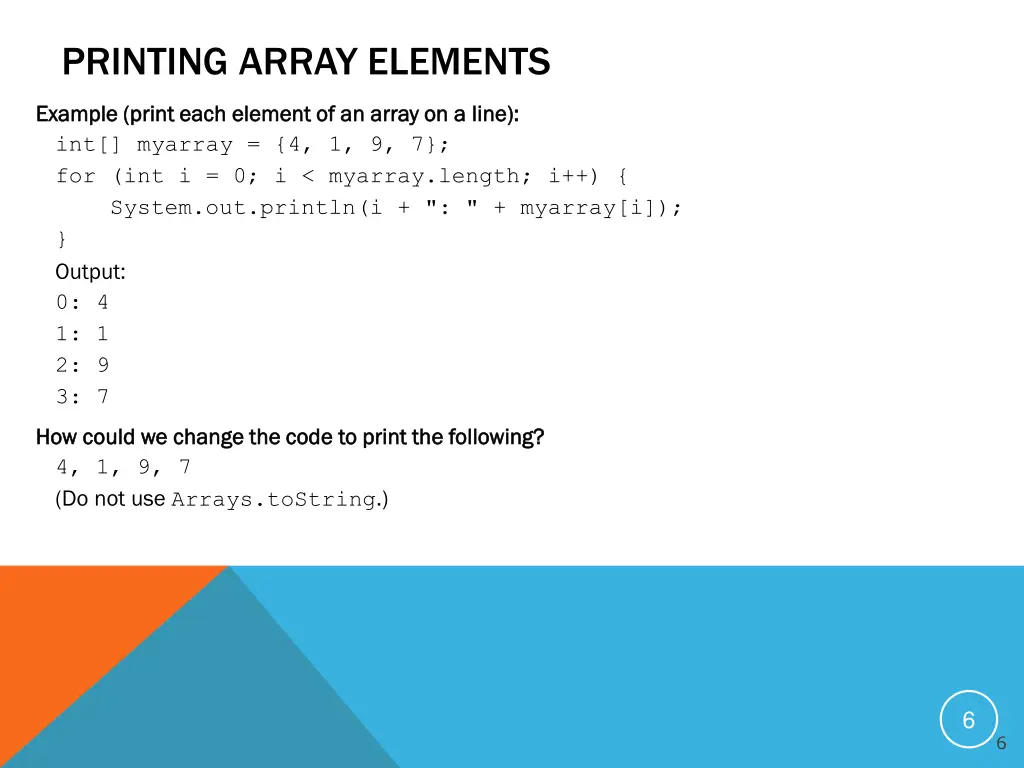 printing array elements