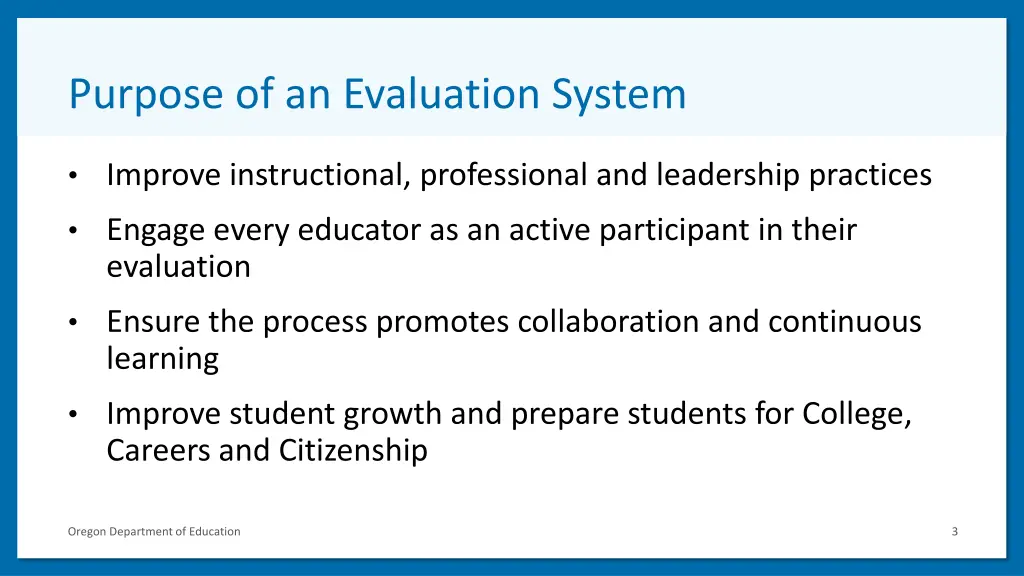 purpose of an evaluation system
