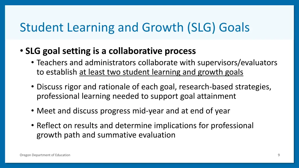 student learning and growth slg goals