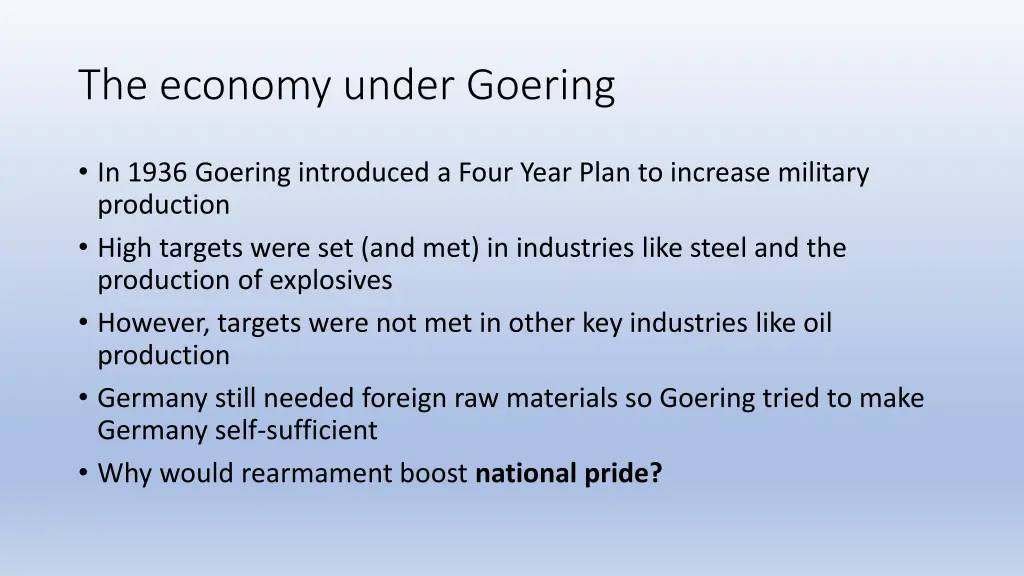 the economy under goering