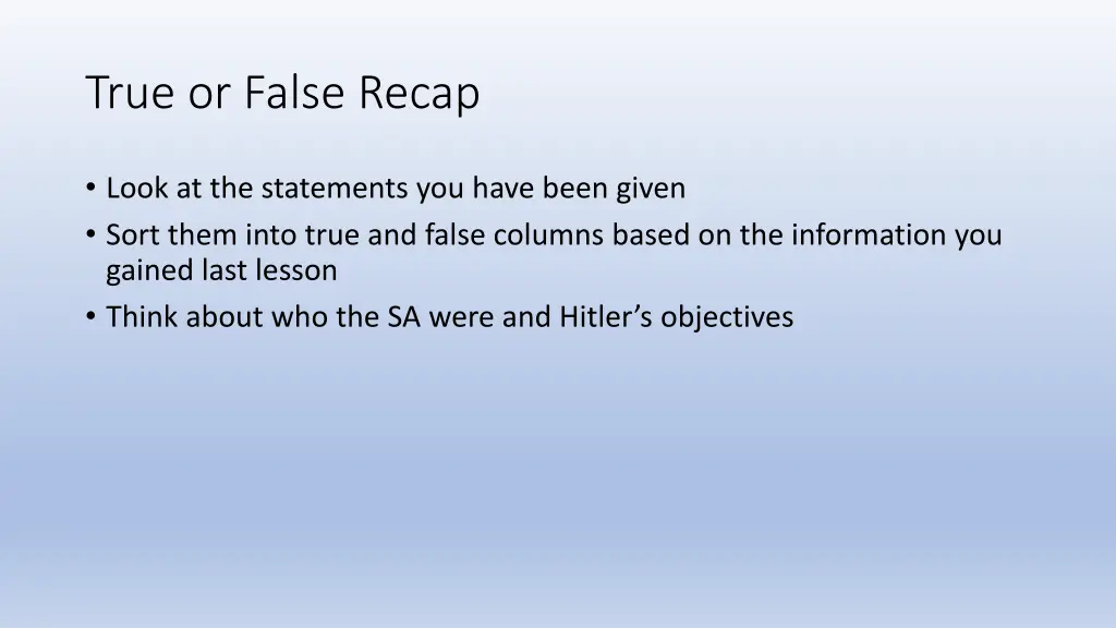 true or false recap