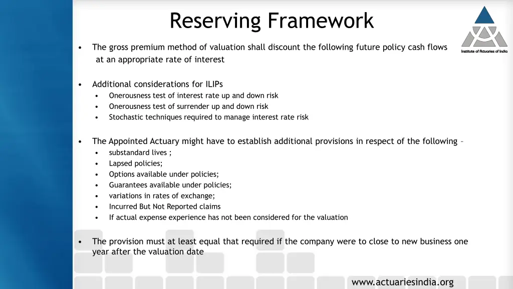 reserving framework 2