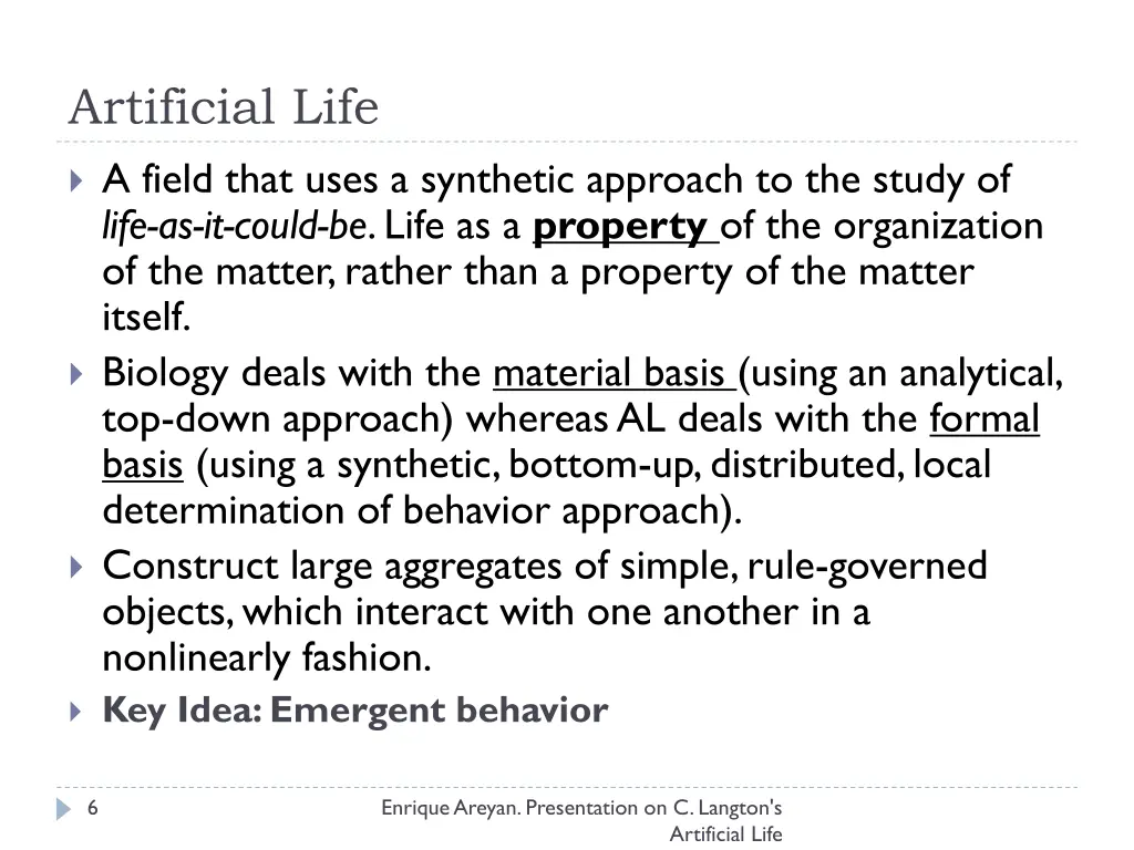 artificial life