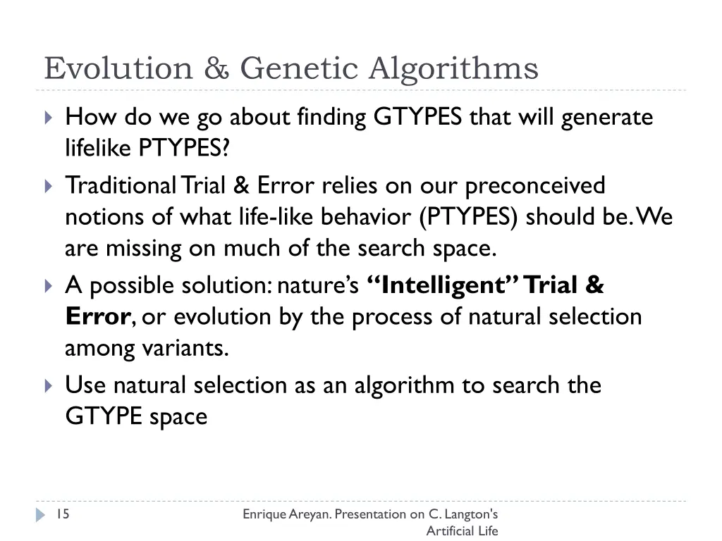 evolution genetic algorithms