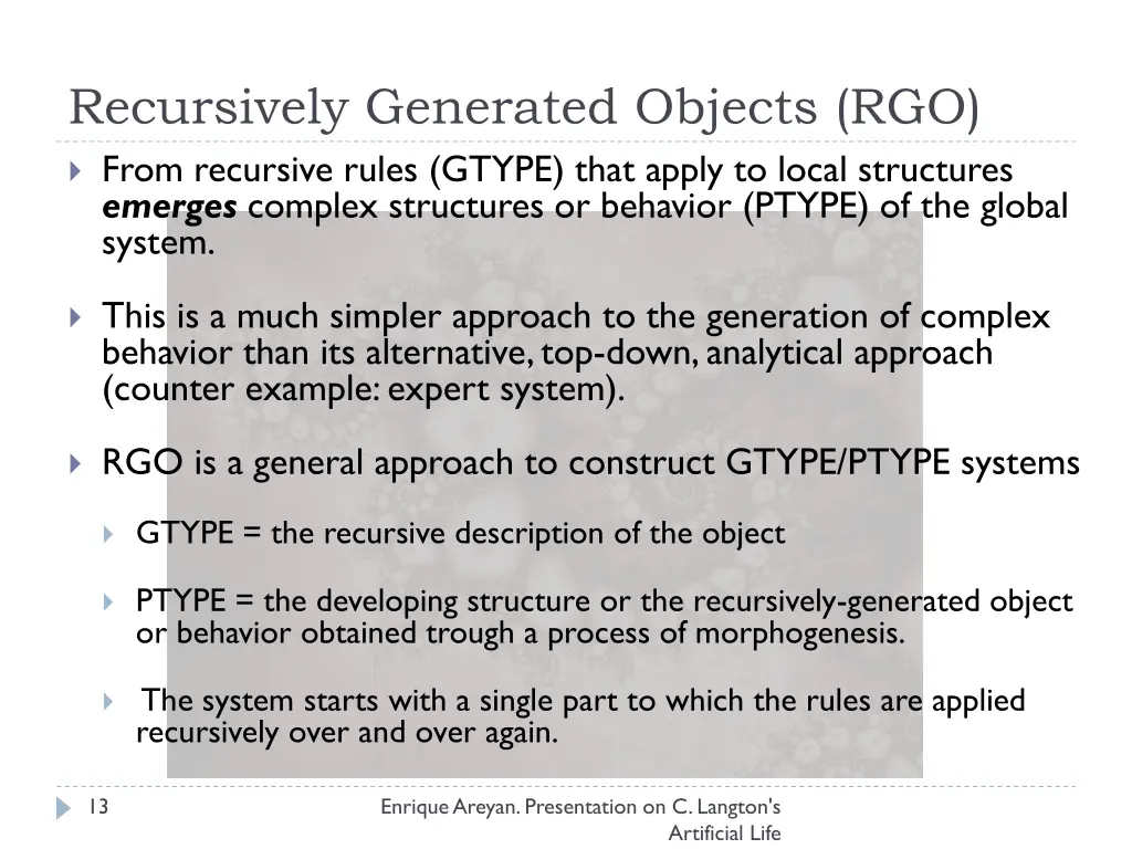 recursively generated objects rgo from recursive