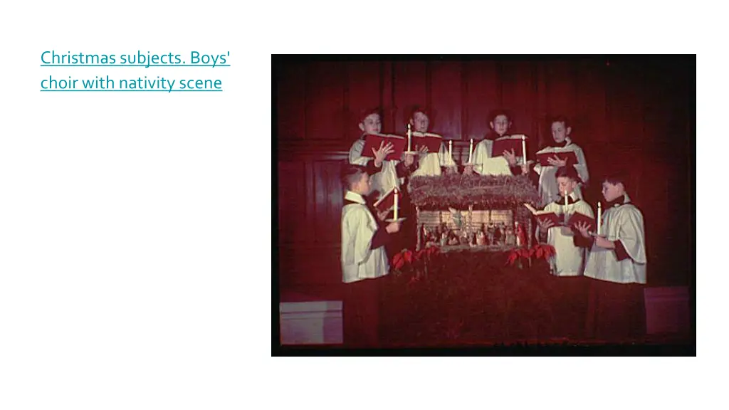 christmas subjects boys choir with nativity scene