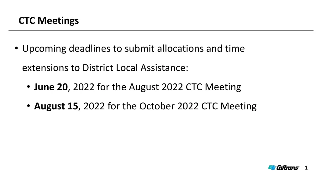ctc meetings
