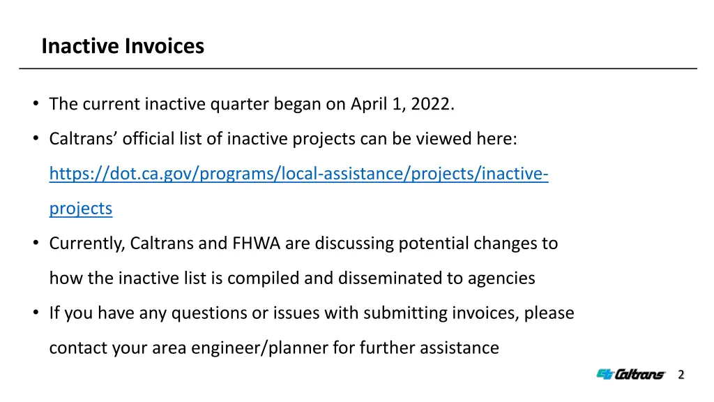 inactive invoices