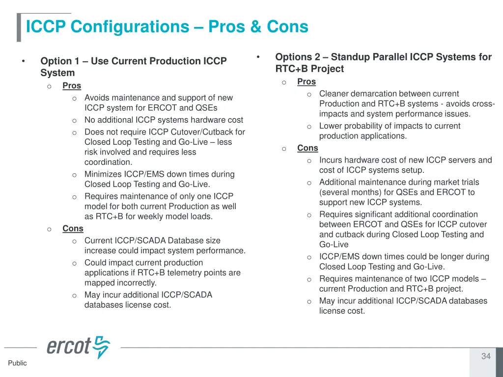 iccp configurations pros cons