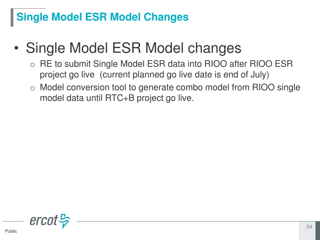 single model esr model changes