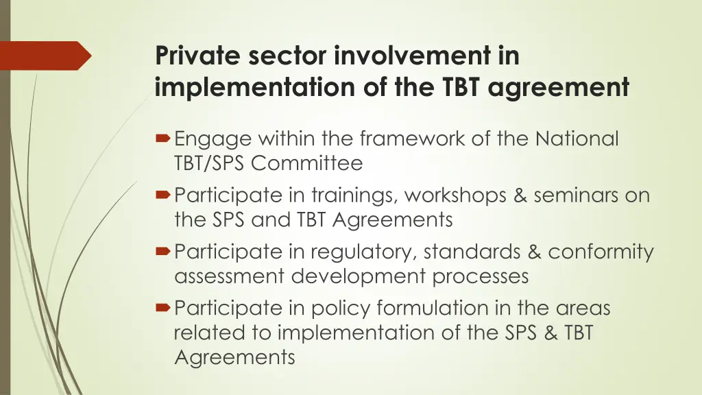 private sector involvement in implementation