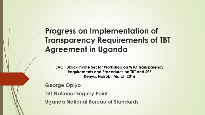 progress on implementation of transparency