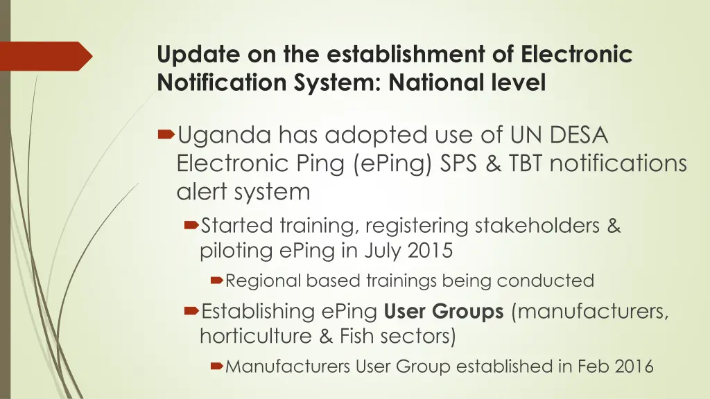 update on the establishment of electronic