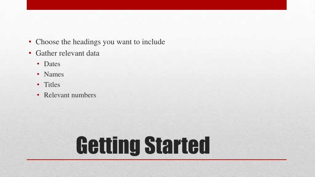 choose the headings you want to include gather