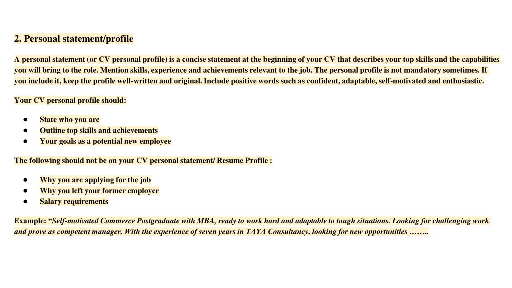 2 personal statement profile