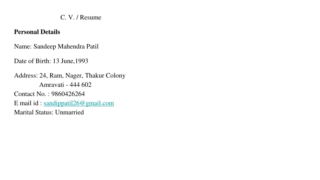 c v resume