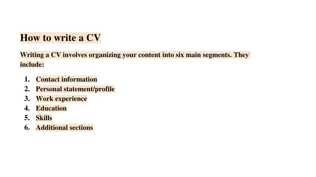 how to write a cv