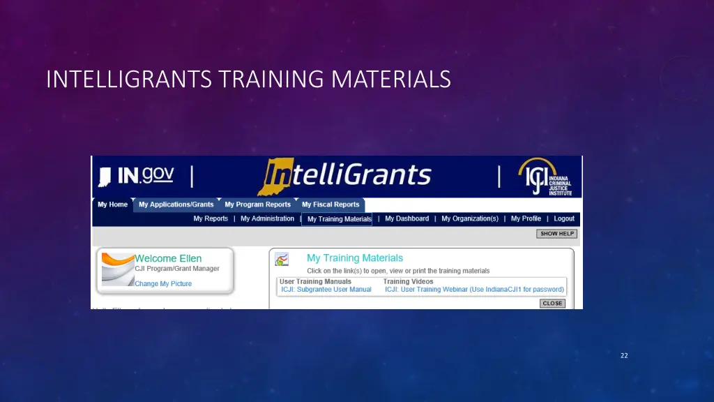 intelligrants training materials