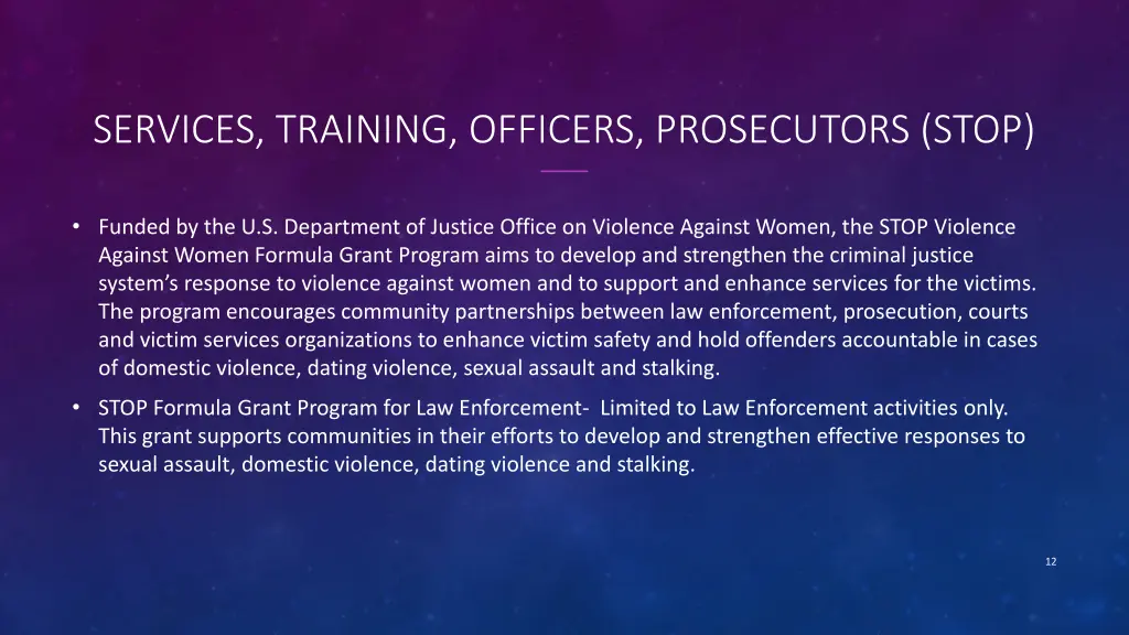services training officers prosecutors stop