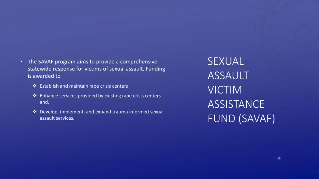 sexual assault victim assistance fund savaf