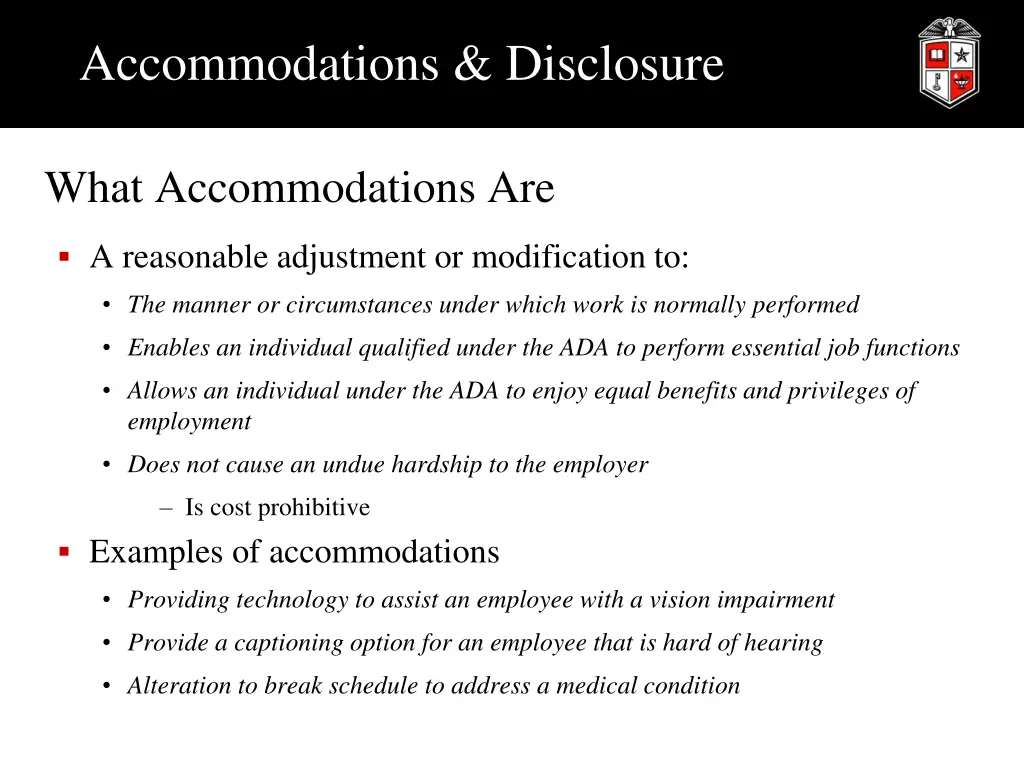 accommodations disclosure