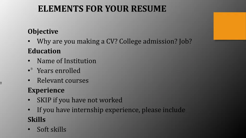 elements for your resume