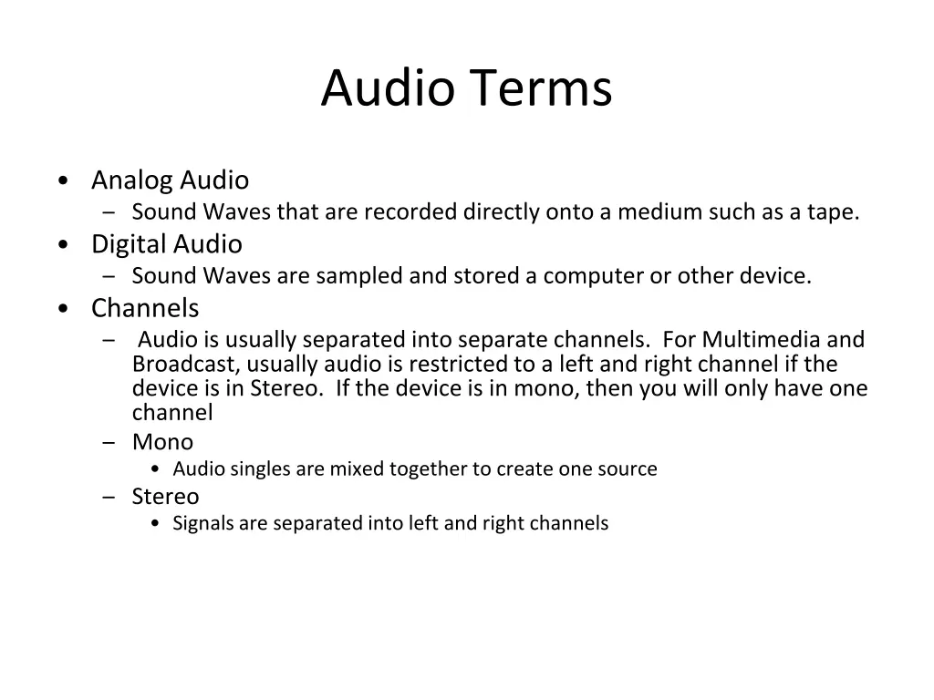 audio terms