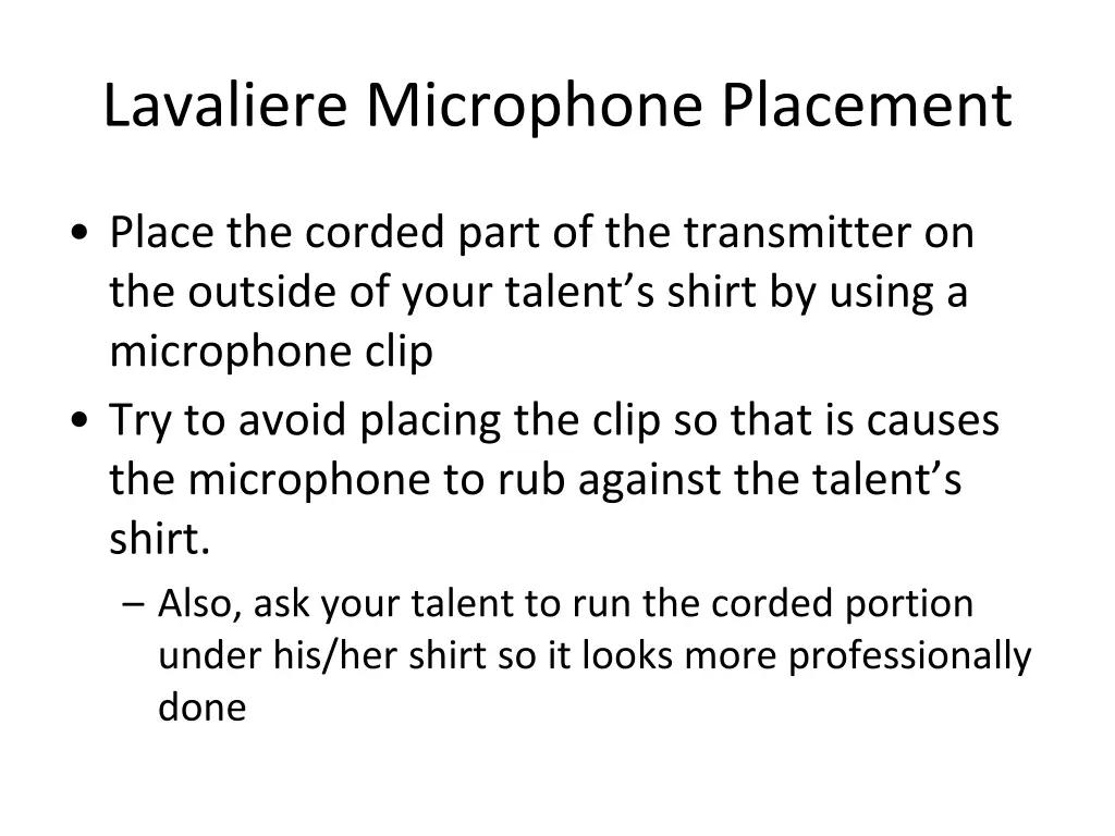 lavaliere microphone placement