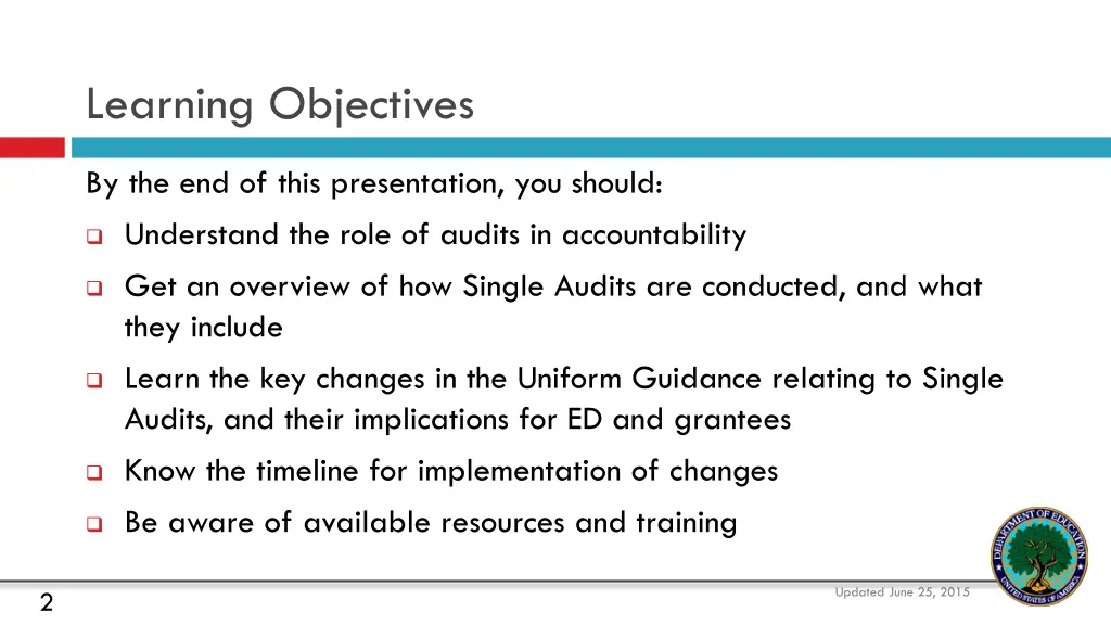 learning objectives