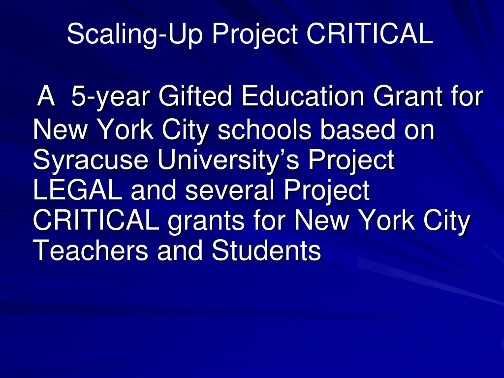 scaling up project critical