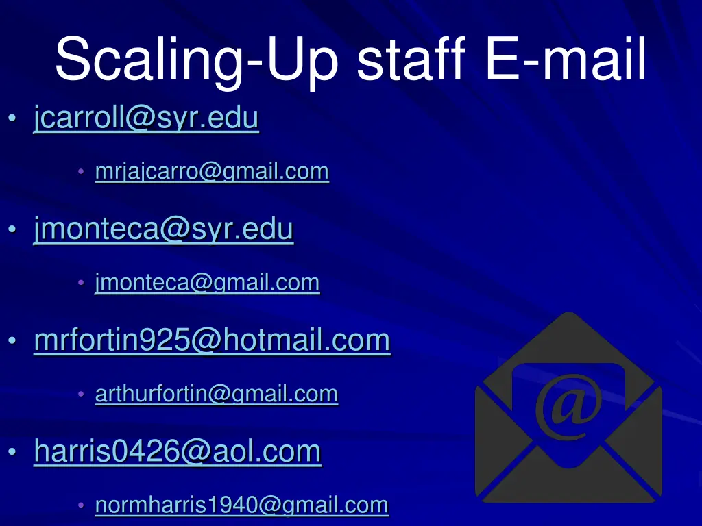 scaling up staff e mail jcarroll@syr edu