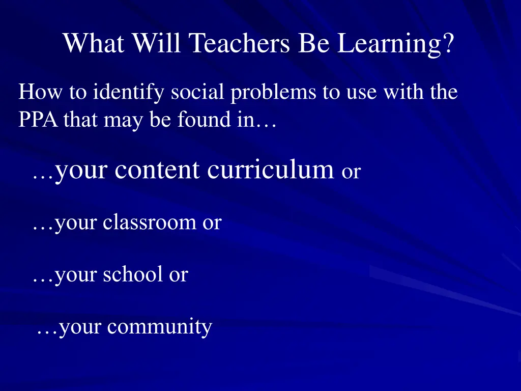 what will teachers be learning 1