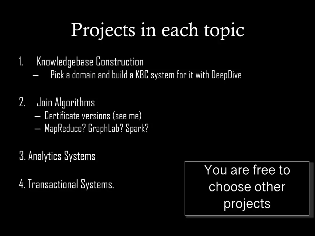 projects in each topic