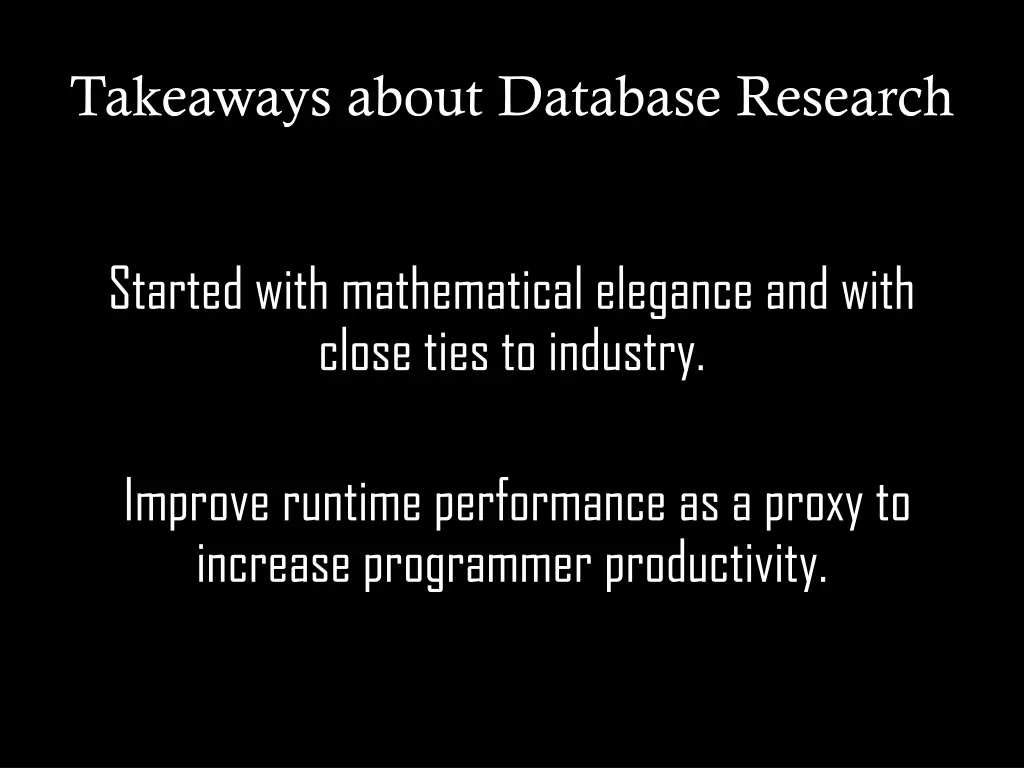takeaways about database research